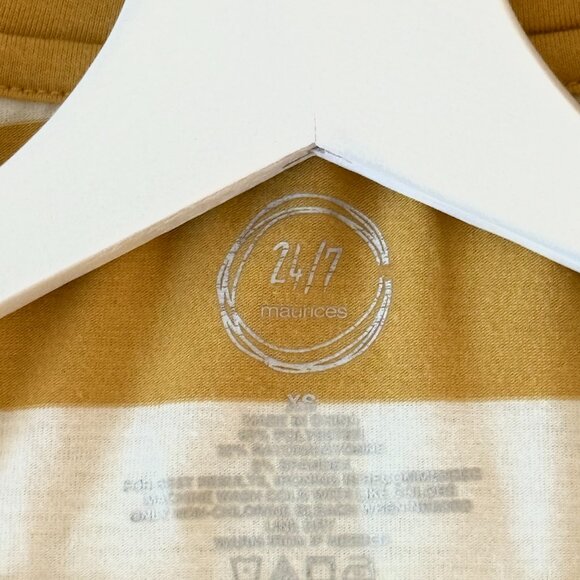 Maurices 24/7 Mustard Striped Long Sleeve Crew Neck Top - XS - Picture 3 of 3